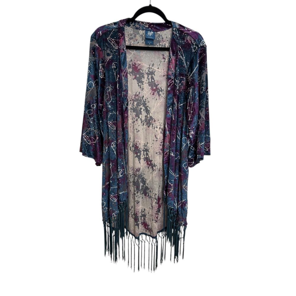 Torrid Kimono Women 0X Galaxy Harry Potter Astronomy Constellation Velour Fringe